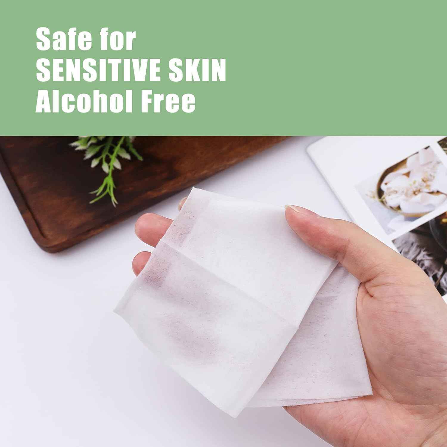 Gisdo 300 Pack Green Tea Wet Wipes Bulk for Homeless, Clean Face Hands Quickly, Green Tea Wet Wipes Bulk for Homeless, Perfect for Hiking Camping Travel Outdoor