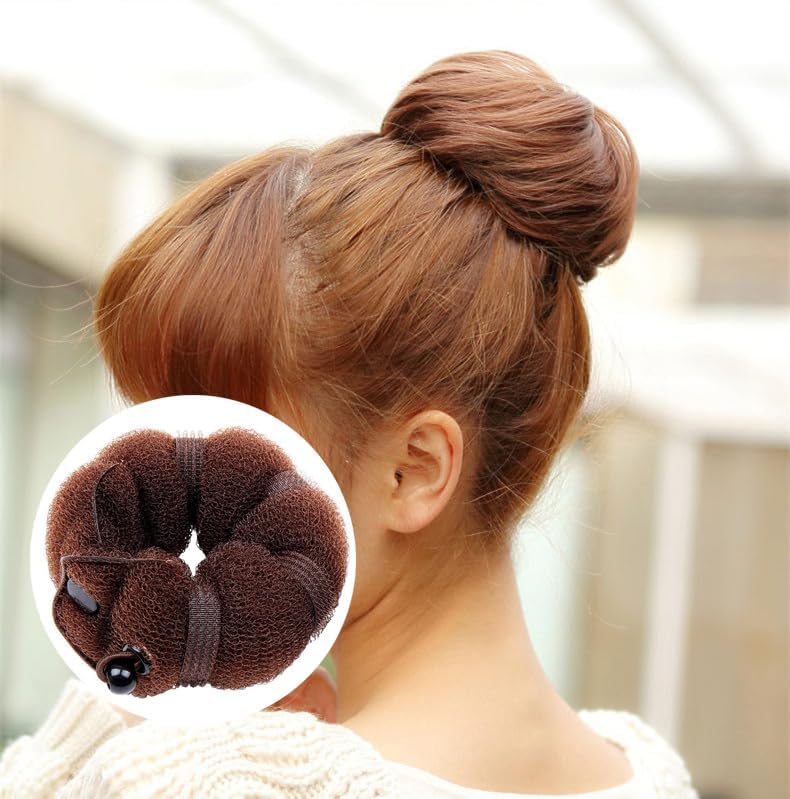 3Pcs Brown Magic Hair Bun Maker Hair Styler Foam Sponge Buns Shaper Hair Donut Bun Maker for Women and Girls