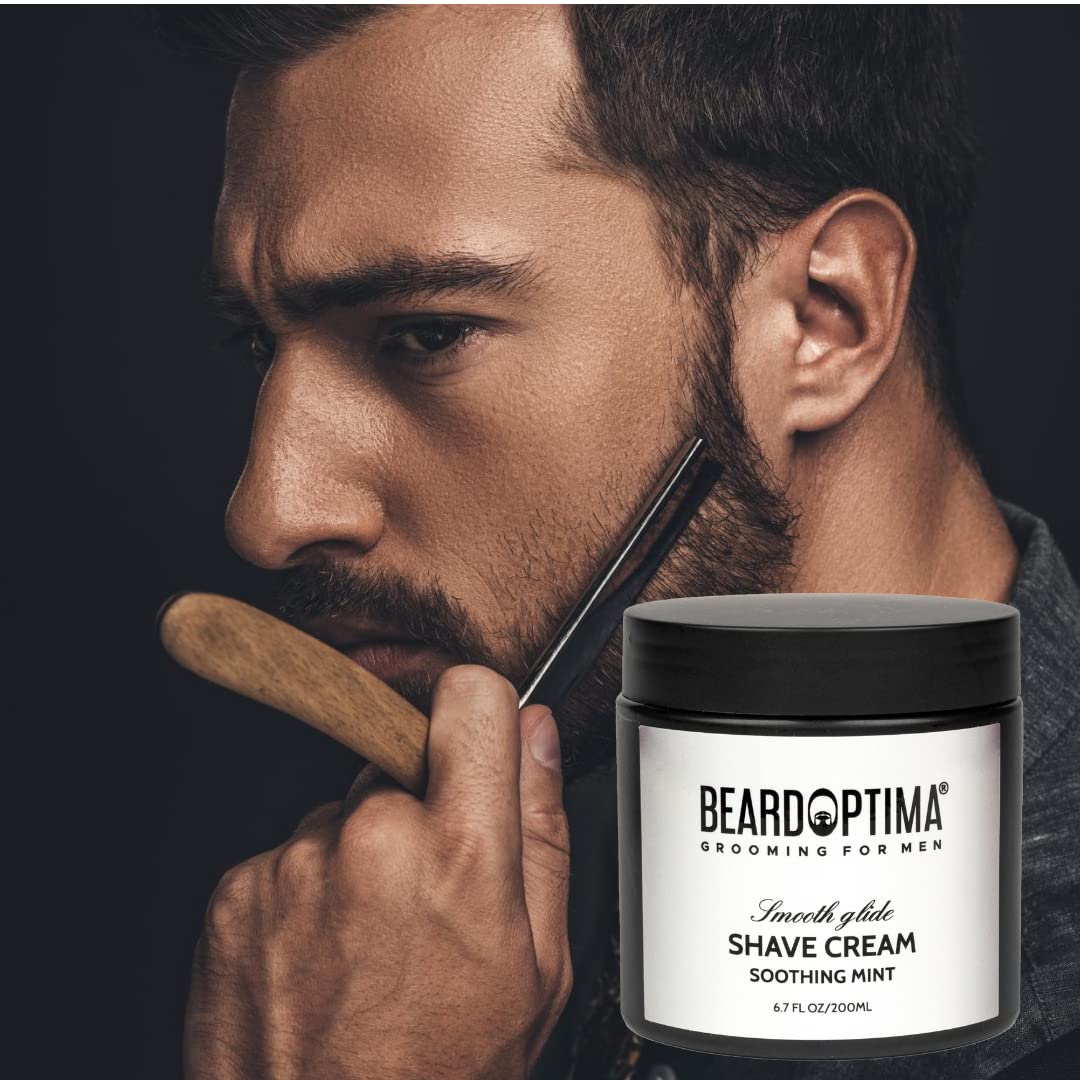 Beardoptima Shave Cream for All Types of Skin | Incredibly Comfortable Men's Beard Care Shaving Cream | Protects Against Irritation and Razor Burn | 6.7 FL OZ/ 200 ML