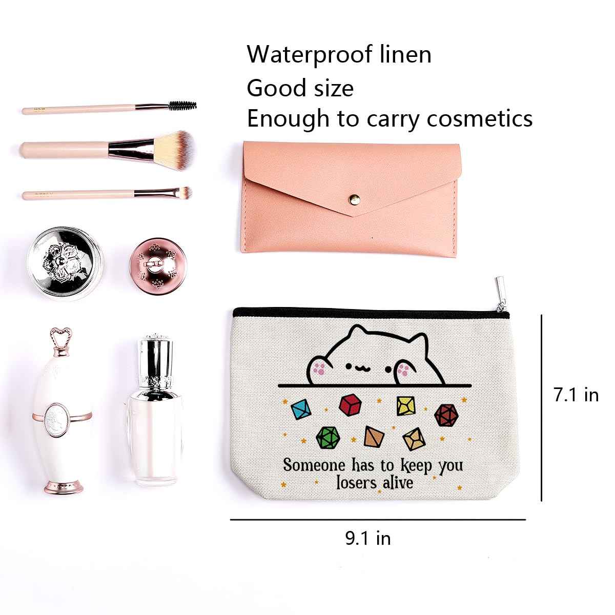 DnD Collection Class Character Makeup Bag Cat Throwing Dice DnD Dungeon Master Cosmetic Bag Dungeon Master Gifts Gamer Dice Bag Dragons Gamer Gift Dungeons And Dragons Gifts for Women