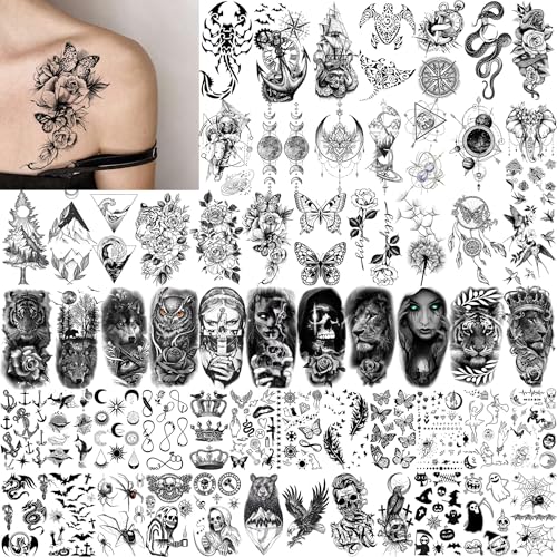 72 Sheets Temporary Tattoos Butterfly Flower for Women Men