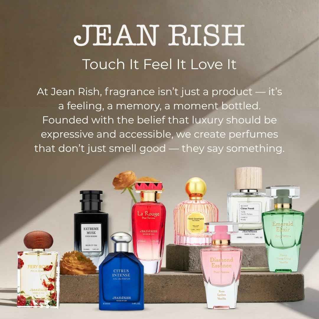 Jean Rish Bergamot Intense, Eau de Parfum for Men (3.4 Fl Oz / 100ml) with Bergamot, Orange Blossom & Patchouli – Long Lasting and Luxury Fragrance, Made in USA