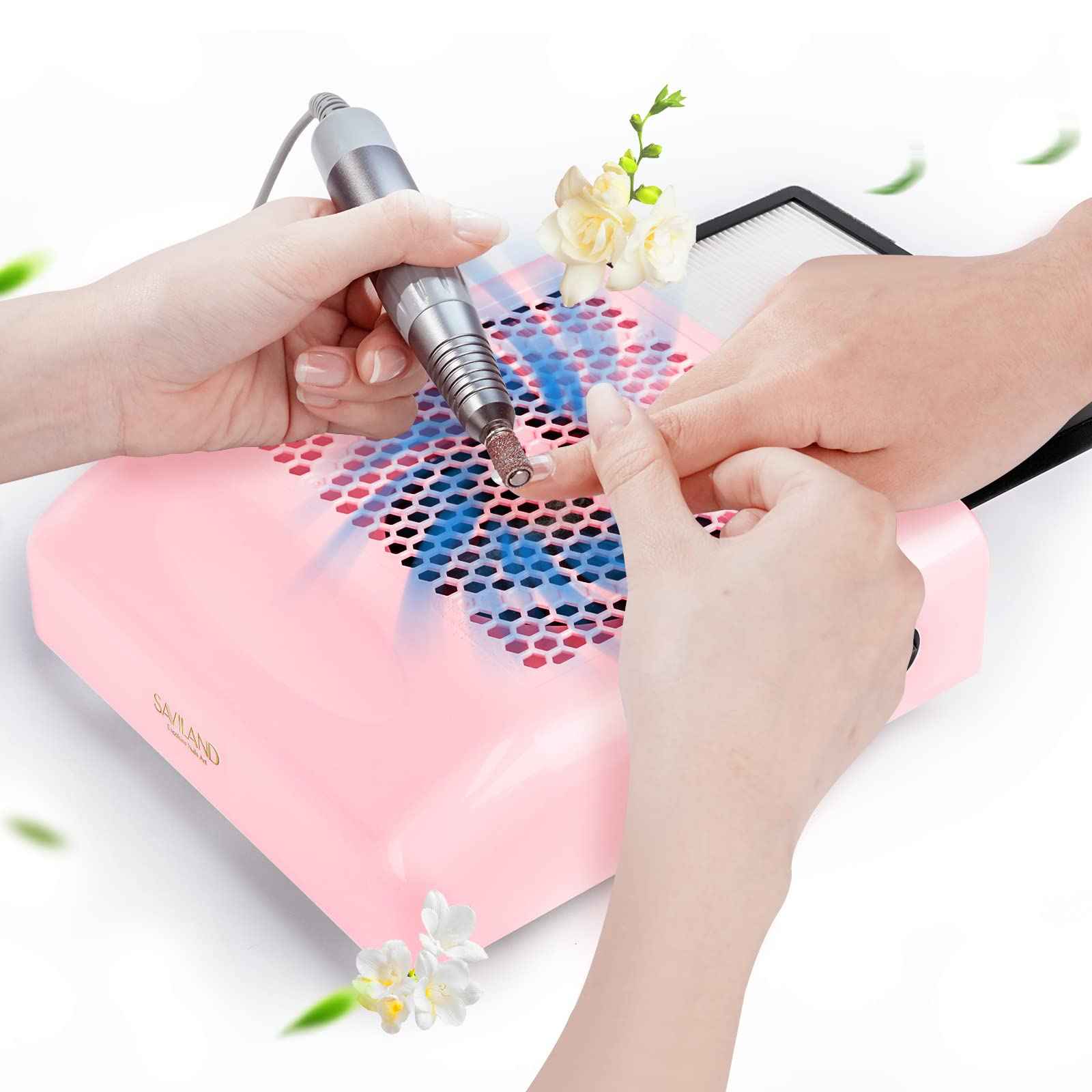 SAVILAND 80W Nail Dust Collector: New Pro - Superior Vacuum Machine Ultimate Upgrade Dust Collector Nail Tech Enhanced Quiet & Clean Efficiency Nail Salon or Home DIY Manicure Beginners Friendly