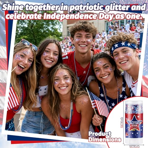 Red White Blue Glitter Stick for Face, Body & Hair
