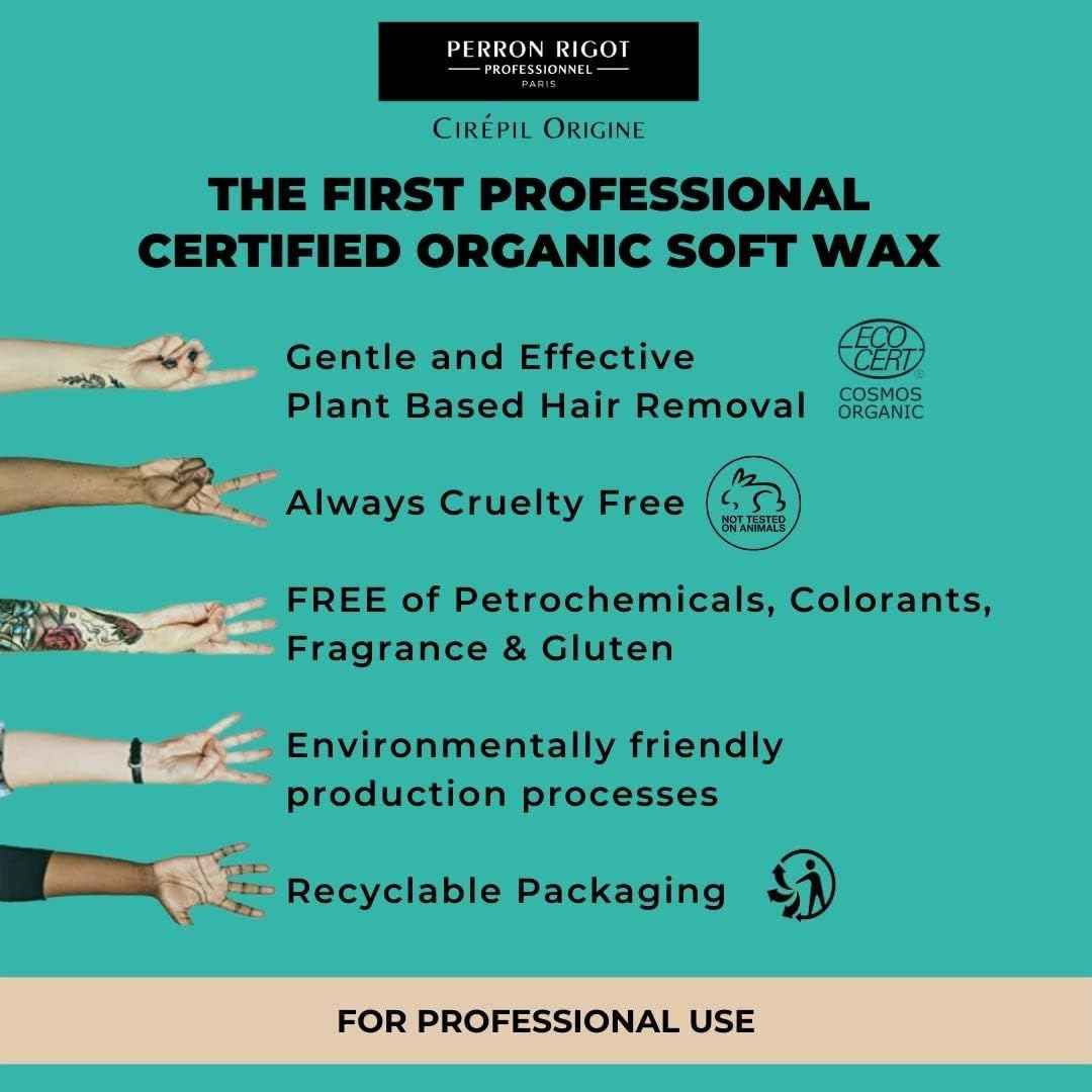 Cirepil - Origine - 400g / 14.11 oz Wax Tin - COSMOS Certified Organic Wax - Free of Colorants, Fragrance, Petrochemicals and Minerals - Thin Gel Texture - Perfect for Large Areas - Strips Needed