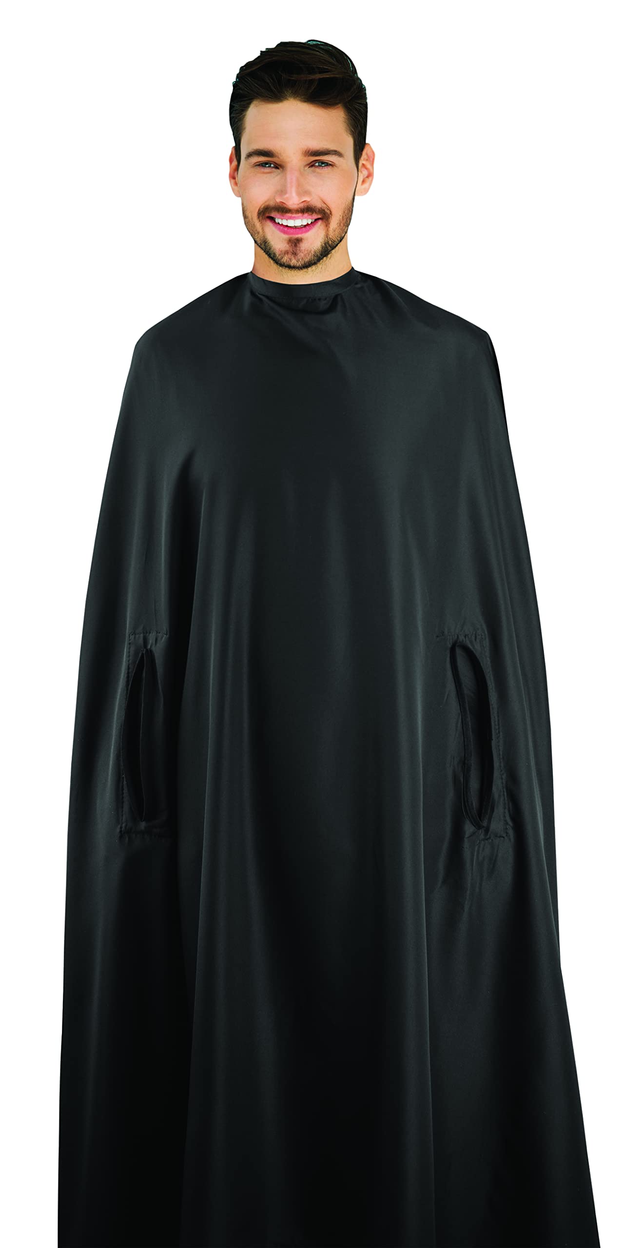 Cricket Hand Talker Salon Barber Cape – Haircutting Cape with Hand Openings for Client Mobility, Water-Resistant – Capes for Hair Stylists & Professionals – 54" x 62", Black