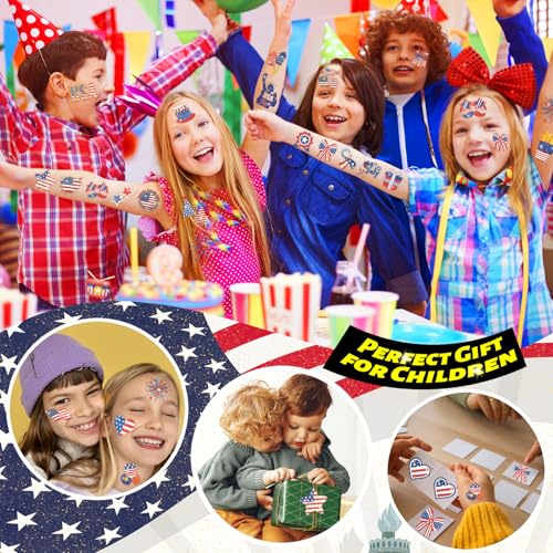 120 Pcs Patriotic Temporary Tattoos for Kids 4th of July