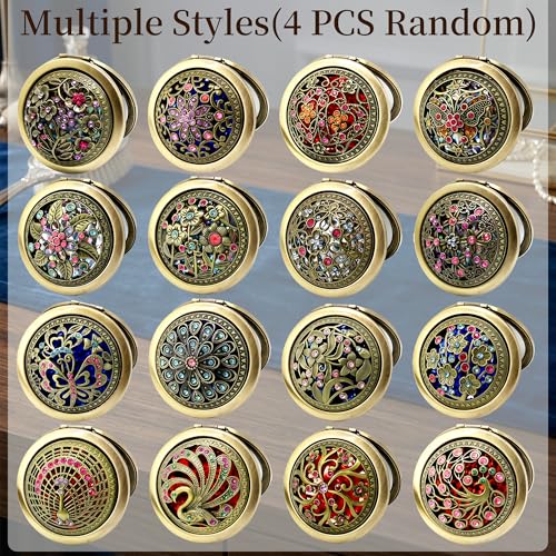 Vintage Foldable Double-Sided Makeup Mirror - Portable Metal Design