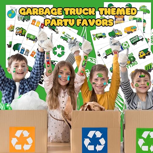96PCS Garbage Truck Temporary Tattoos for Kids - Pre-Cut