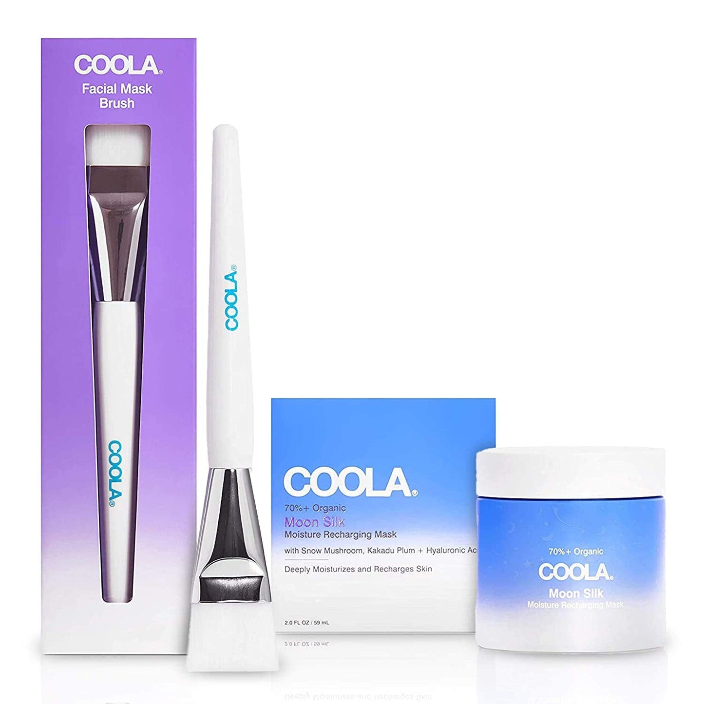 COOLA Organic Moon Silk Moisturizer and Brush Mothers’ Day Bundle, Skin Barrier Protection and Care with Vitamin C