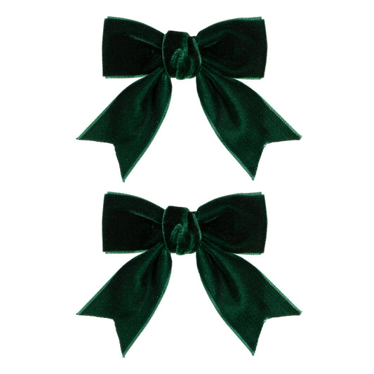 Cute Green Velvet Hair Bow Clips 3" Fall Bowknot Alligator Barrettes Hairpins for Baby Girls,Toddlers, Kids,Teens Christmas Party Dress Accessories Handmade Birthday Gift 2 Pack