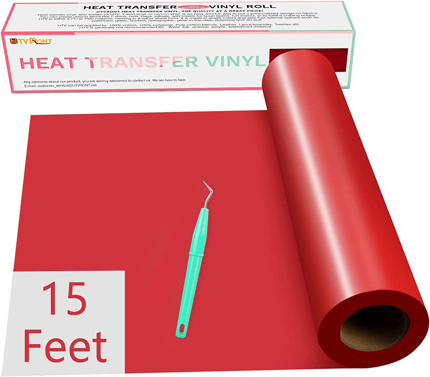 HTVRONT Heat Transfer Vinyl Red HTV Rolls - 12" x 15ft Red Iron on Vinyl for Cricut & Silhouette Cameo, Red HTV Vinyl for Shirts - Easy to Cut & Weed for Heat Vinyl Design