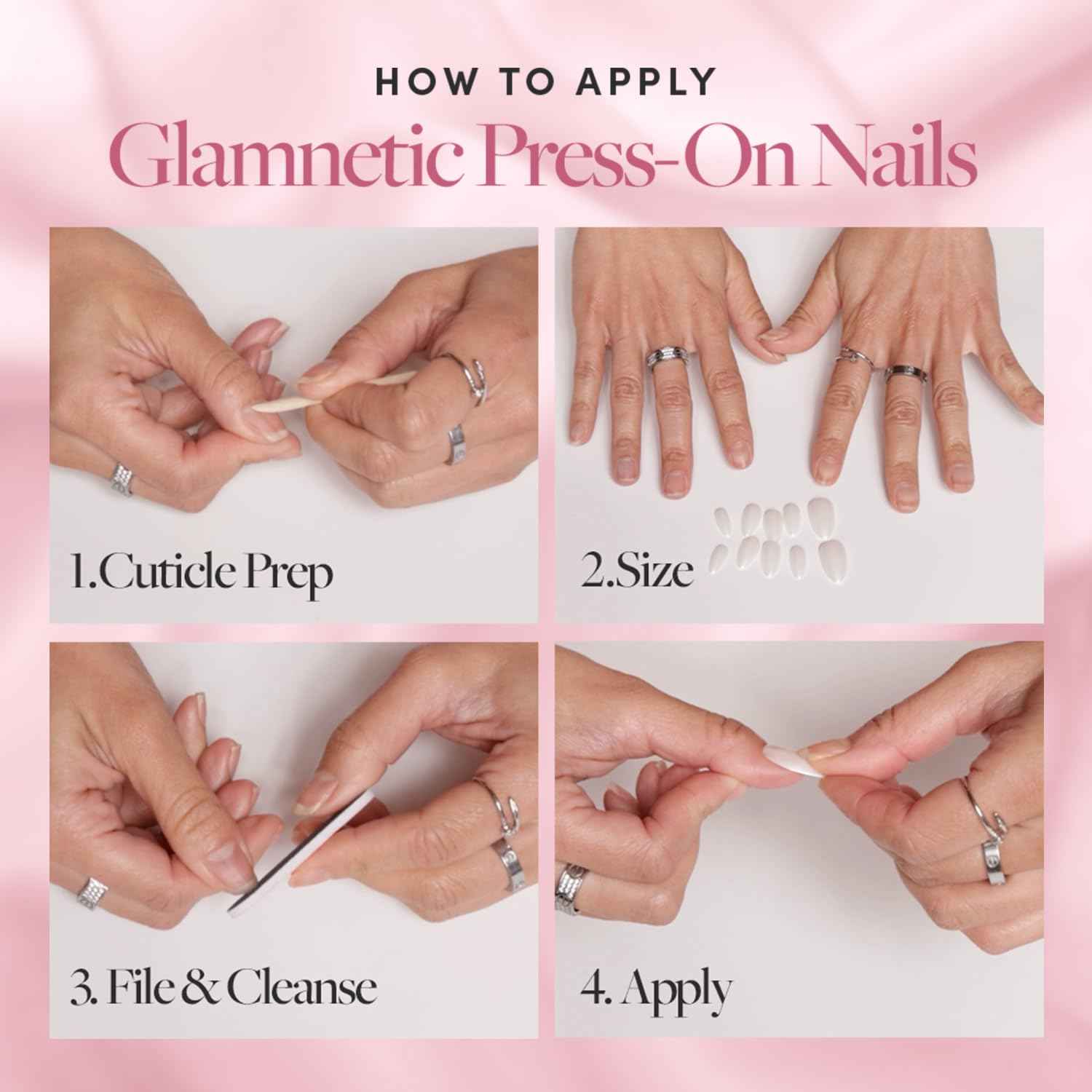 Glamnetic Press On Nails & Brush On Nail Glue Bundle - Creamer | Neutral Ombre Short Round Nails, Reusable | 15 Sizes - 30 Nail Kit with Glue