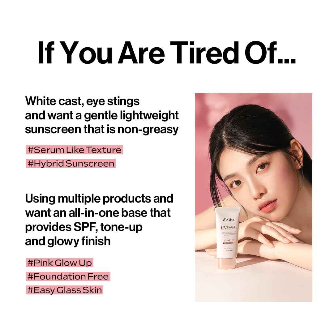 [2 ea] d'alba Piedmont Waterfull Tone-Up Sunscreen Serum BROAD SPECTRUM SPF 50 + Korean Sunscreen for Face, All Skin Tones, Sweat Proof Formula (2 x 1.69 fl.oz.)