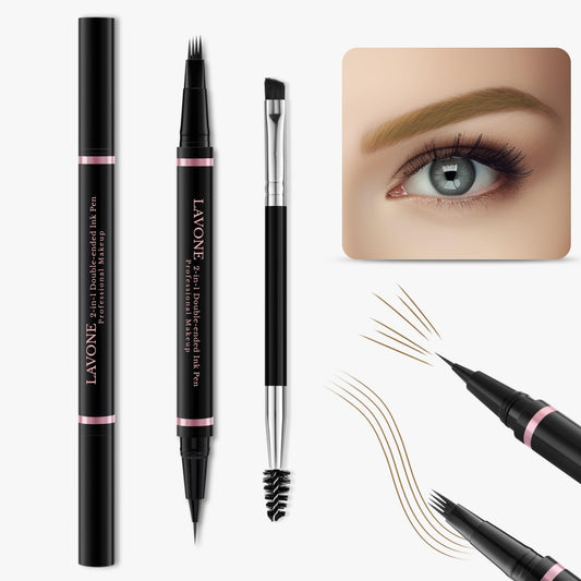 Eyebrow Pencil,2-in-1 Waterproof Eyebrow Pen with 4 Tip Brow Pen and Ultra-Precise Brow Pencil,with Dual-ended Eyebrow Brush,Eyebrow Makeup for Natural Looking Eyebrows-Auburn