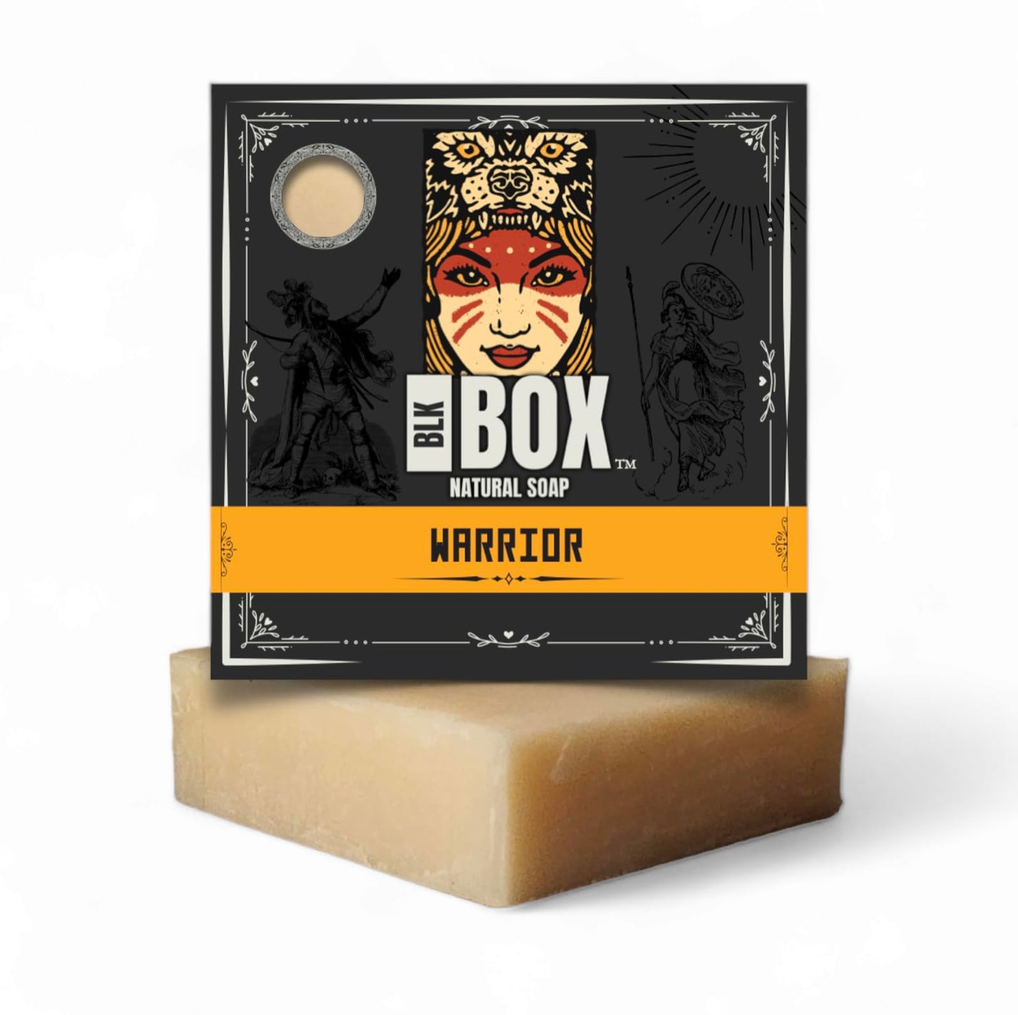 Black Box USA MADE 5oz Men's Natural Bar Soap Made from Moisturizing Natural Oils - Handmade Cold Process Soap No Harsh Chemicals - Citrus, Floral & Deep Musks (WARRIOR)