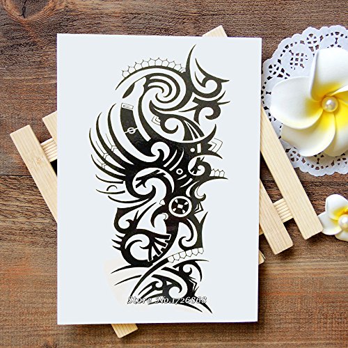 Large Tribal Temporary Tattoos, Big Totem Tattoo Stickers for Men Guys Waterproof Arm Fake Tattoo for Rave Party Makeup, 6-Sheet