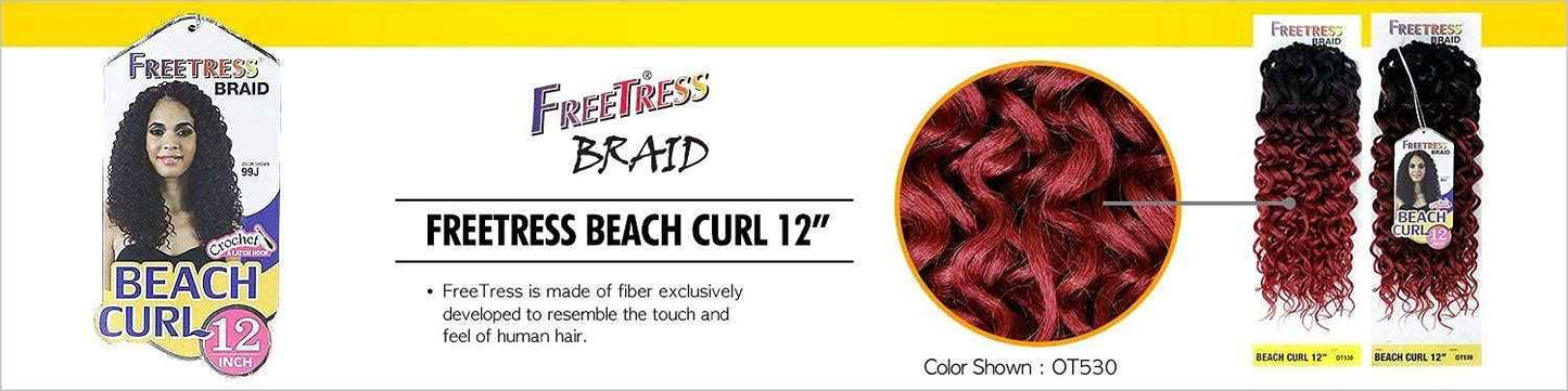 MULTI PACK DEALS! FreeTress Synthetic Hair Crochet Braids Beach Curl 12" (4-PACK, 1B)