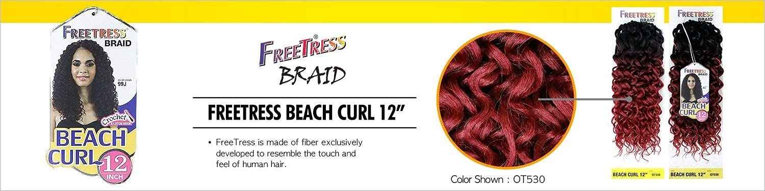 MULTI PACK DEALS! FreeTress Synthetic Hair Crochet Braids Beach Curl 12" (4-PACK, 1B)