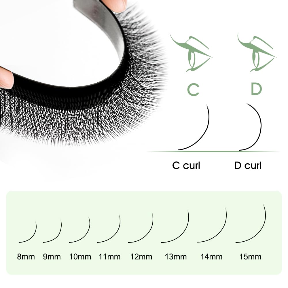 NATUHANA W Shaped Clover Eyelashes Extension 3D Premade Fans 0.07mm D Curl 9-15 Mixed Tray Volume Lash Cluster W Lashes Supplies Automatic Blooming Flower Lash Extensions (3D black ; 0.07 D,9-15 MIX)