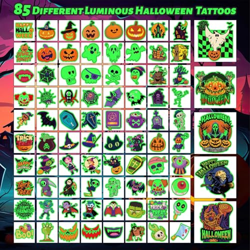 Winthrop 340 Pcs Glow in the Dark Halloween Temporary Tattoos