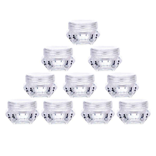 100Pcs Clear Refillable Empty DIY Cosmetic Pot Jars Case Diamond-shape Sample Bottles Vials Container for Eye Shadow Nails Powder Jewelry Makeup Cream Lotion Storage Travel Small Jar (3G)