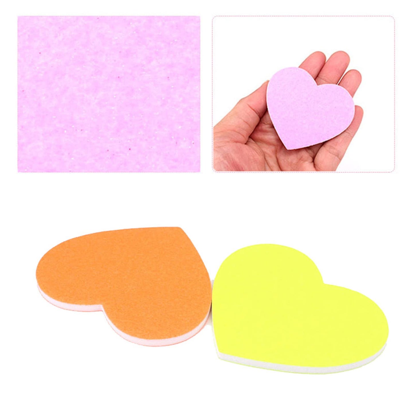 50PCS Mini Heart-Shape Nail File Double Sided Nail Buffer Block Color Random Nail Polishing Manicure Tools for Beauty Salon