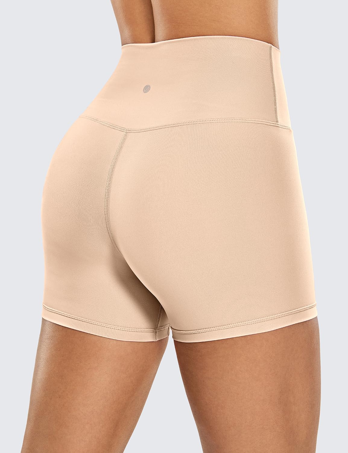 CRZ YOGA Women's Naked Feeling Biker Shorts - 4 Inches High Waist Yoga Workout Running Gym Spandex Shorts Raw Linen X-Small