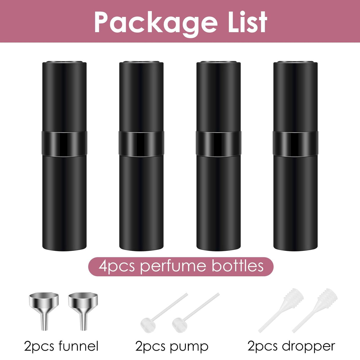 Saiveina 8ml Travel Perfume Atomizer Bottles Refillable, Mini Atomizer Sprayer for Perfume, Empty Travel Cologne Bottle Pocket Perfume Dispenser(4 Pack)