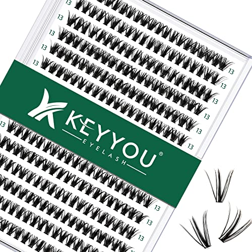 KEYYOU 300pcs Lash Clusters 40D 0.07D 13mm DIY Eyelash Extensions