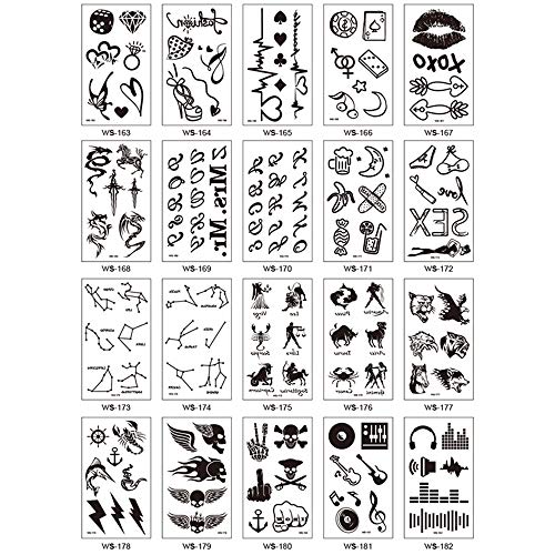 Glow In The Dark Temporary Tattoo Stickers - 20 Sheets