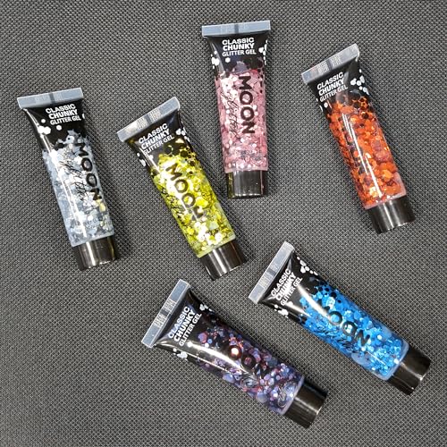 Classic Chunky Glitter Gel by Moon Glitter - 0.40fl oz - Glitter Face Paint - Set of 6