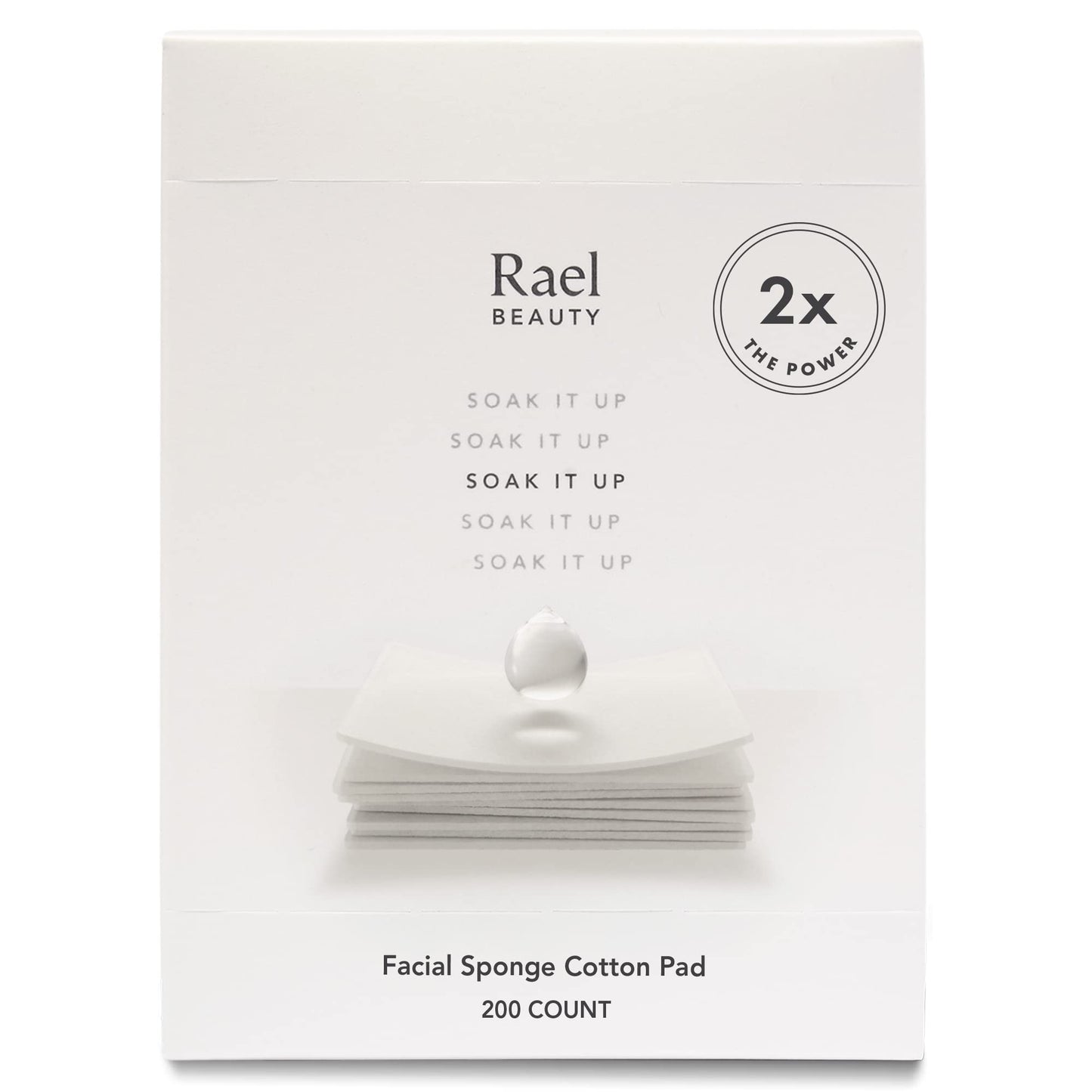 Rael Skin Care, Cotton Pads for Face - Facial Sponge Pads, Square Cotton Pads for Face Toner, Makeup Remover and Facial Cleansing, Lint Free, Soft and Thin, Rayon (200 Count)