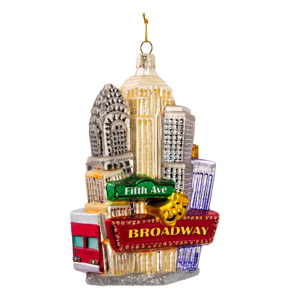 Kurt Adler New York City Cityscape, 5.53-inch Height, Multicolor, Glass Ornament