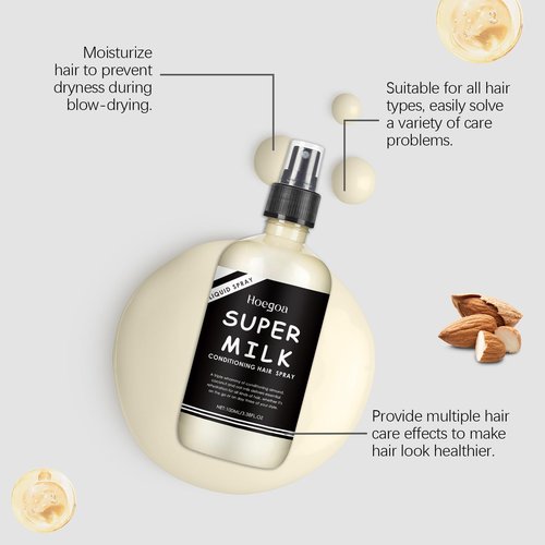 Grospe Super Milk Conditioning Hair Primer, Super Milk Hair Conditioner Spray, Suitable for Women, Smooth and Nourish Hair, 3.57 Fl.Oz
