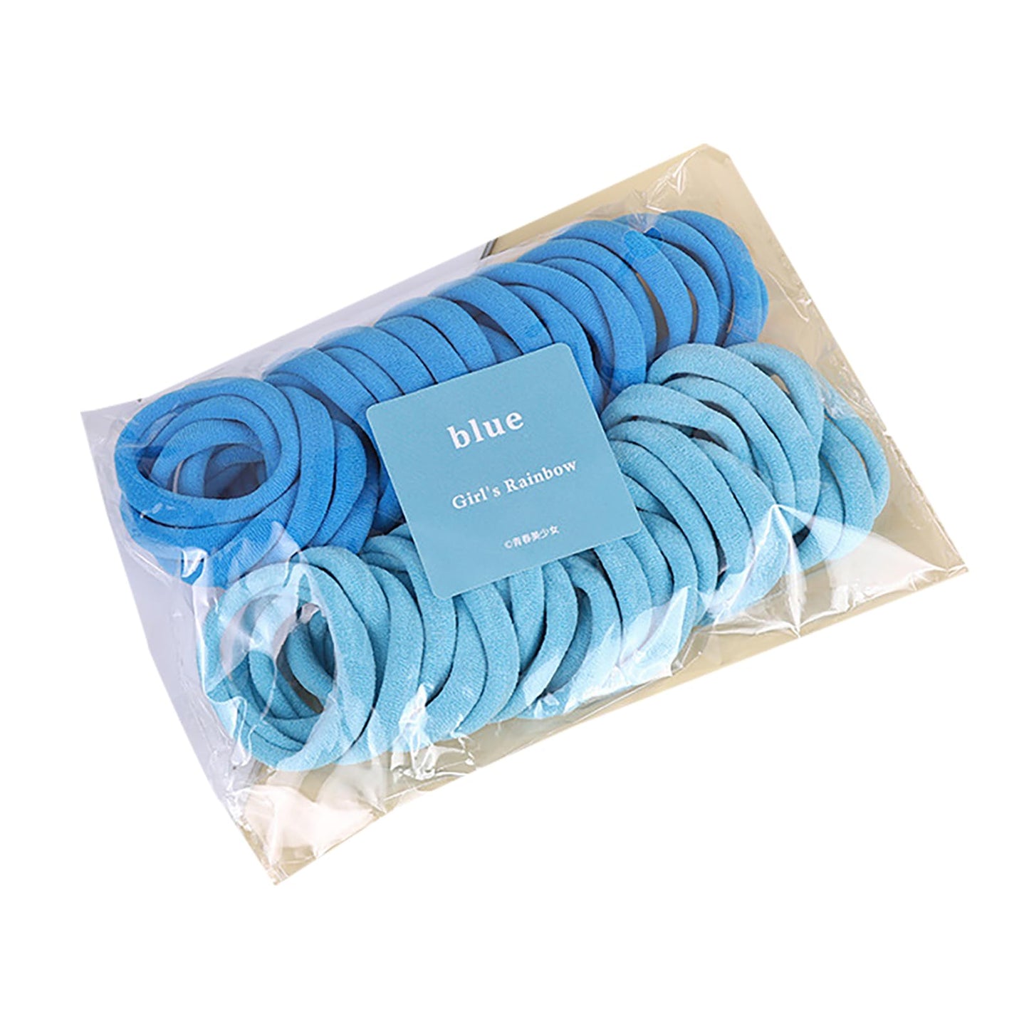 100PCS Hair Ties High elastic Women‘s hair bands Seamless Thick color mixed Hair Band Elastic Hair Ties Hold hair without damage Ponytail Holder (Light Blue-Dark Blue)