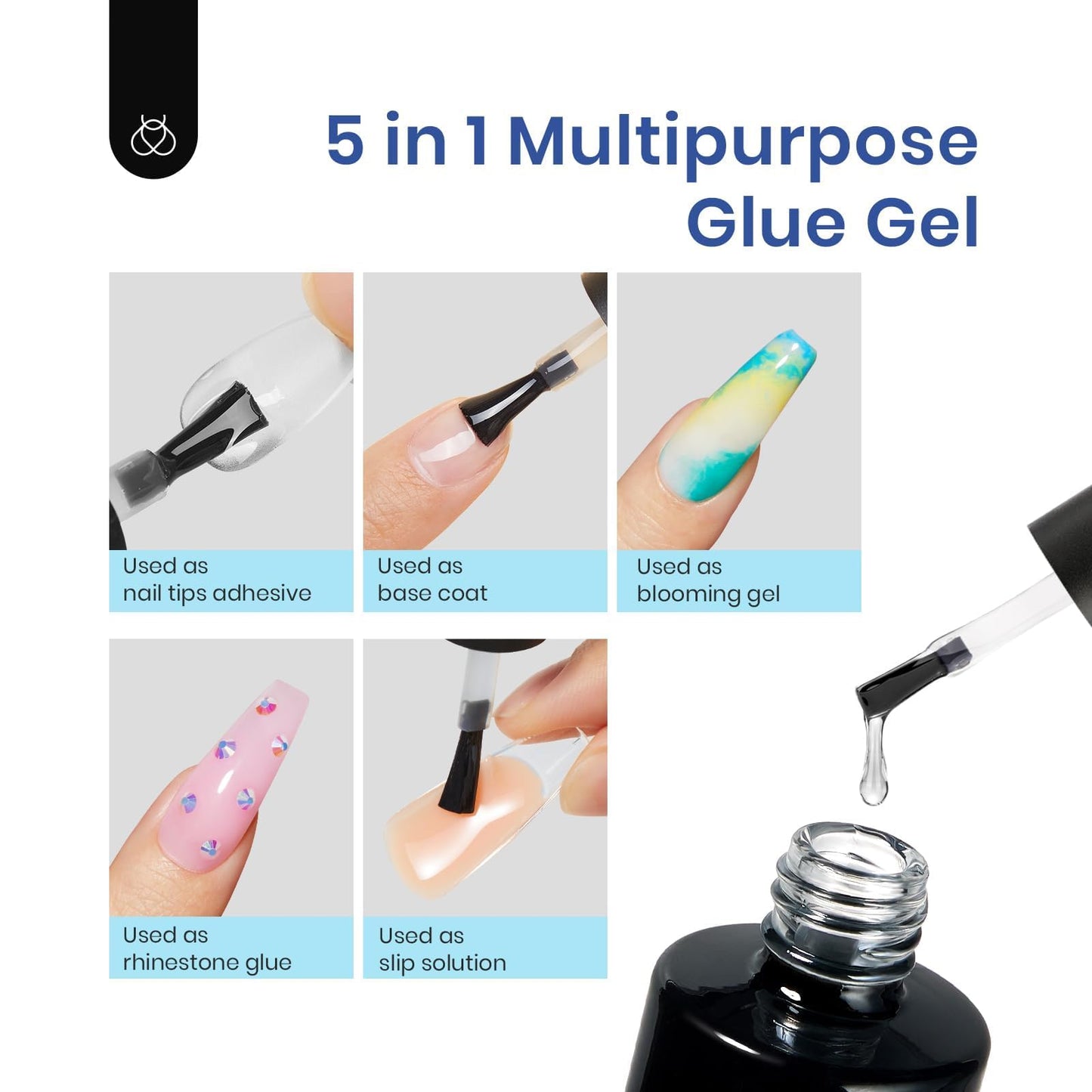 Beetles Gel Nail Kit Easy Nail Extension Set 5 In 1 Nail Glue Gel Base Coat with Pre shaped Medium Oval Gel Nail Tips and Uv Led Nail Lamp Acrylic Nail Clipper for Nail Art Diy Home