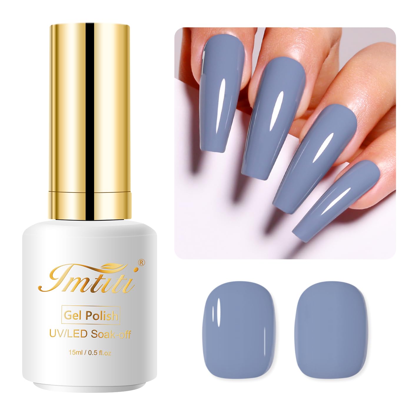 Imtiti Gel Nail Polish, 0.5 Fl Oz Pewter Grey Gel Polish Soak Off LED U V Nail Gel Polish Fall Winter Gel Nail Polish DIY Nail Art Starter Manicure Salon Gel Nail Kit Women Girls