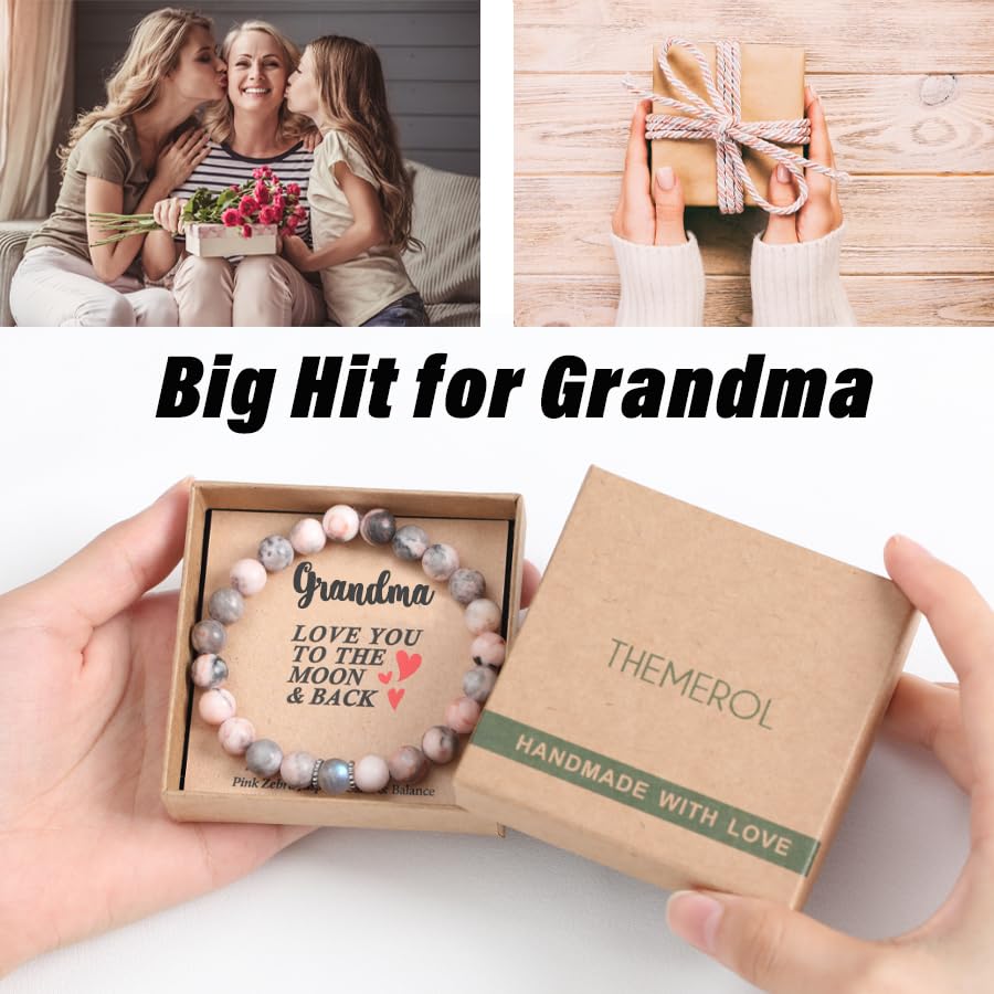 THEMEROL Gifts for Grandma from Granddaughter Grandma Mothers Day Gift Ideas Grandma Bracelet Birthday Gifts from Grandchildren Gigi Bracelet Personalized Presents Christmas Valentines Day