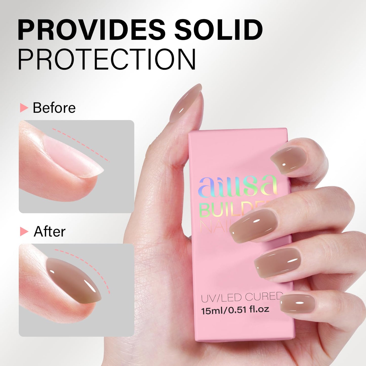 AILLSA Builder Gel for Nails Dark Nude 7 In 1 Strengthener Gel Nail Polish Brown Hard Gel Polish Extension U V Gel Polish Coffee Color Translucent Gel Polish for Nail Art Base Coat Needed 0.51 Oz GB55