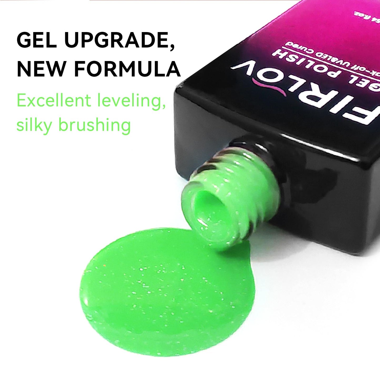 FIRLOV Green Gel Nail Polish.1Pcs 16ml Mint Green Nail Polish Gel High Gloss with Glitter and Large Capacity for More Times.Green Glitter Nail Polish Soak Off with UV/LED Lamp DIY Gift for Women.