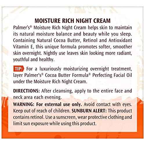 Palmer's Cocoa Butter Formula Overnight Moisture Rich Night Facial Cream, 2.7 Ounces (Pack of 6)