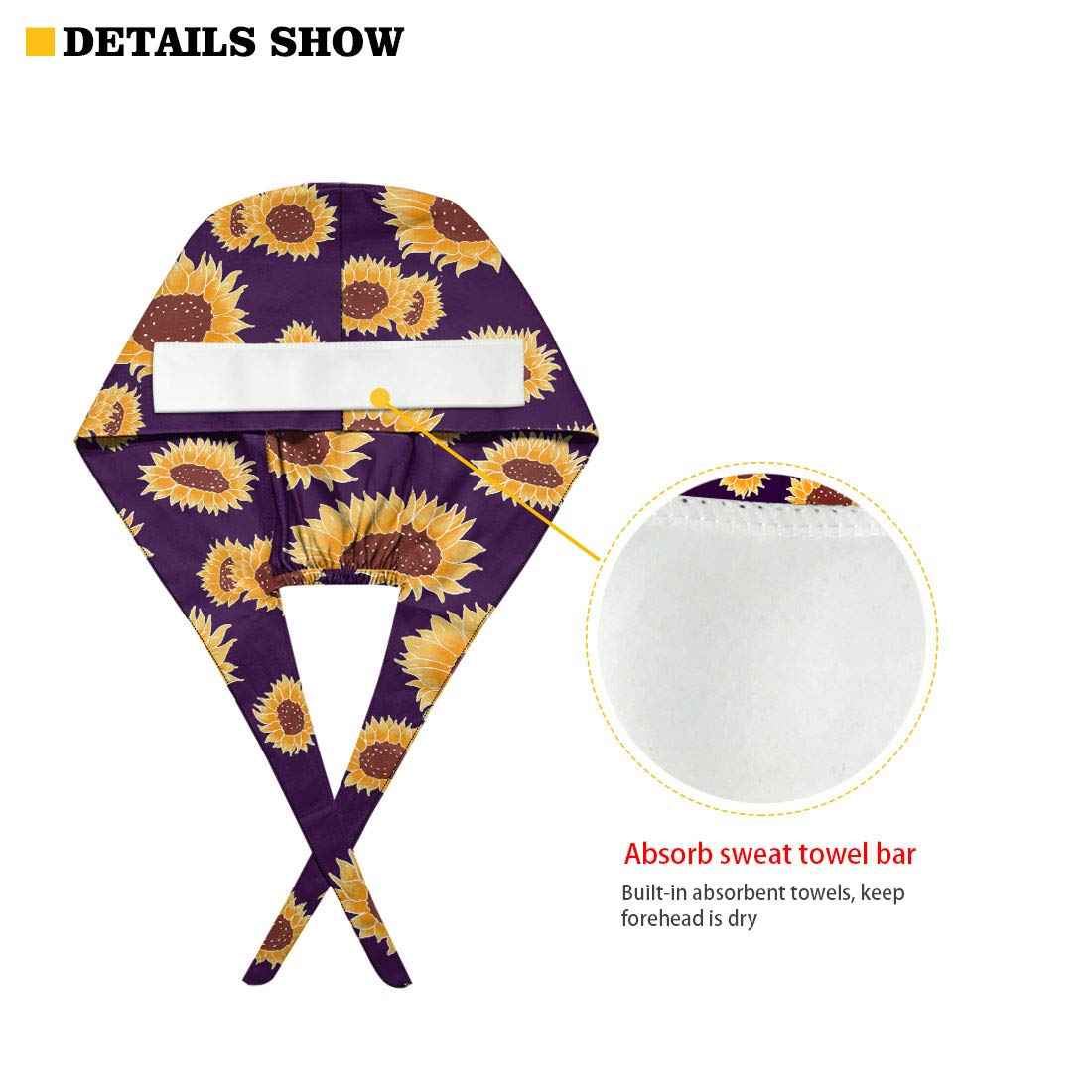 Biyejit Starry Dolphins Working Cap Scrub Cap with Sweatband, Adjustable Scrub Caps for Women Men, One Size