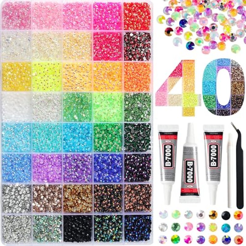 50000 Jelly Rhinestones 3mm with B7000 Glue Bedazzler Kit