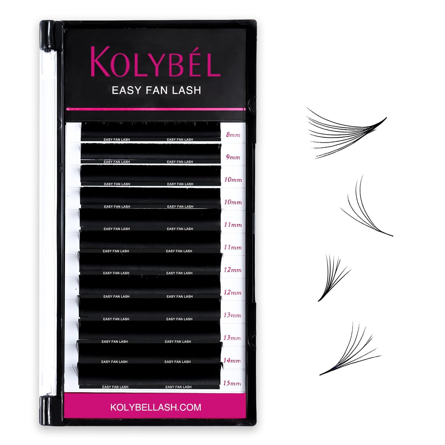 KOLYBEL Eyelash Extensions Cashmere Easy Fan Lashes 0.05 Thickness C Curl 8-15mm Mix Tray Auto Blooming Lash Extension Matte Dark Black Volume Lashes Lasting Self Fanning Lashes(0.05-C,8-15mm)