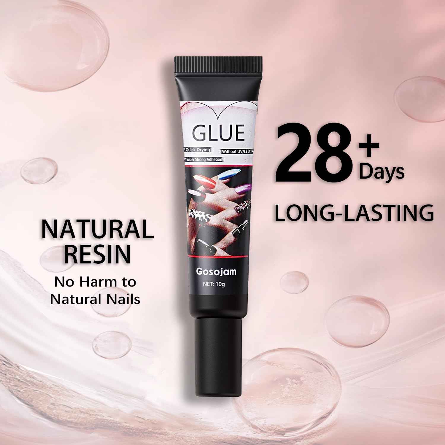 Super Strong Nail Glue for Acrylic Press-On Nails - No UV Light Needed, Fast-Drying, Professional Durable & Water-Resistant Nails Glue, Long-Lasting Semi-Solid