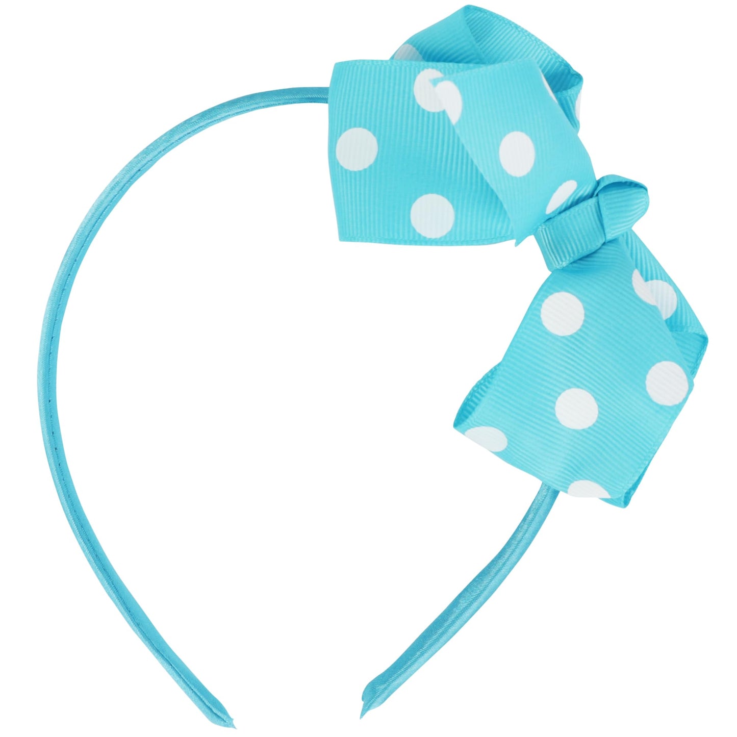 Motique Accessories Girls Polka Dot Bow Headband (Blue)