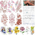 Waterproof Temporary Tattoos for Women - 68 Floral Sheets