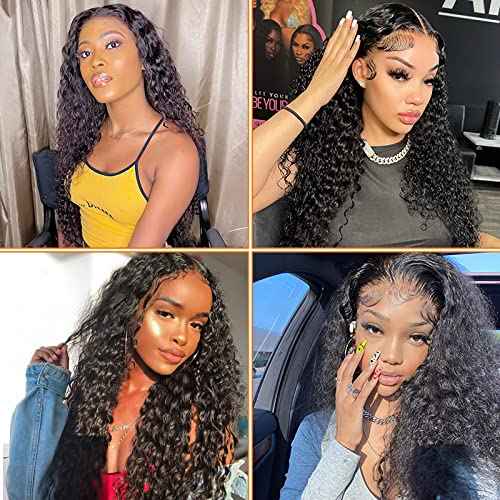 Edwad 13x4 Lace Front Wigs Human Hair Pre Plucked 22 Inch 180 Density, Brazilian Wet and Wavy Human Hair Wigs for Black Women-Glueless Curly Lace Frontal Wig Natural Color