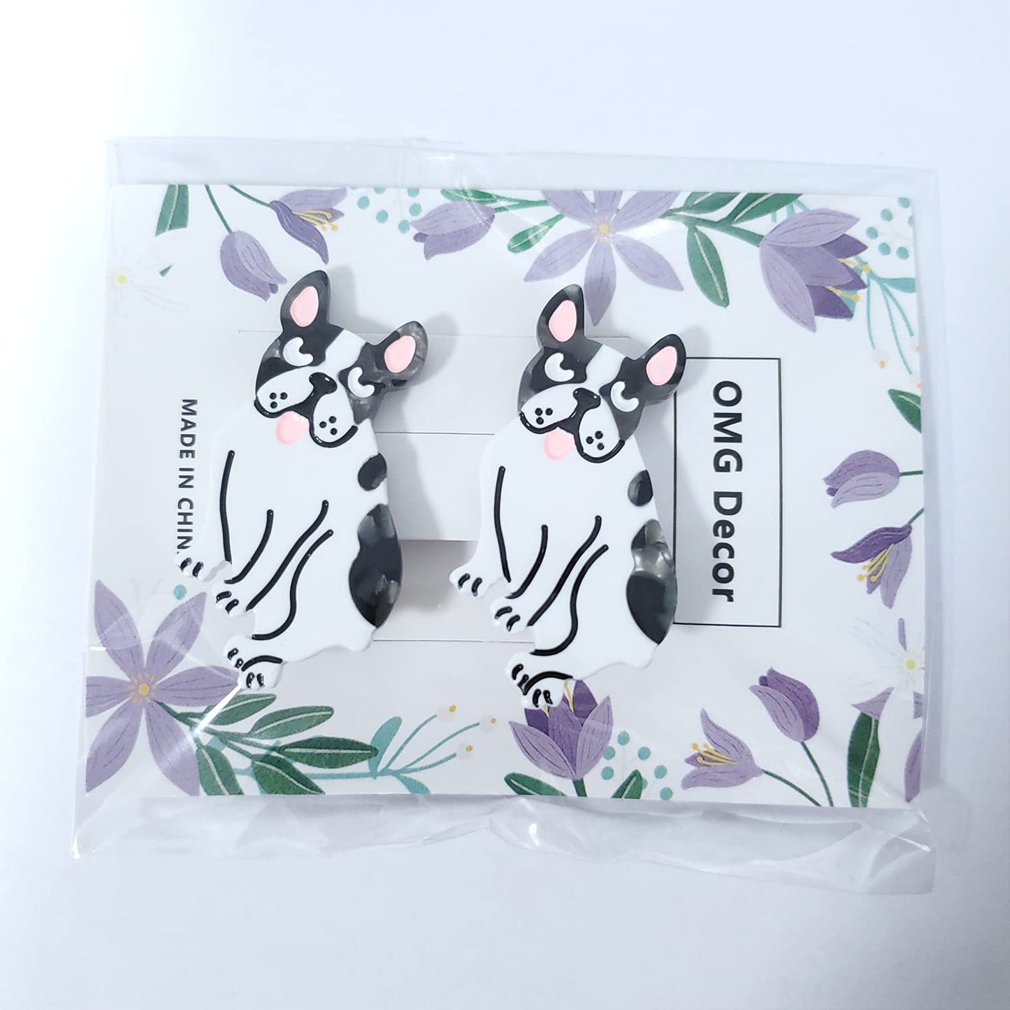 French Bulldog Hair Clips,Cellulose Acetate Hair Clips,Small Hair Clips for Girl,Pack of 2